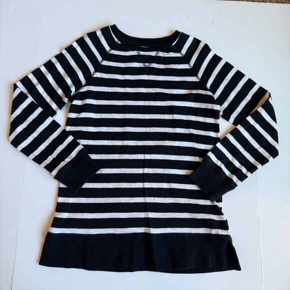 Primary Navy White Striped Long Sleeve Top Youth 8-9 - Picture 2 of 7